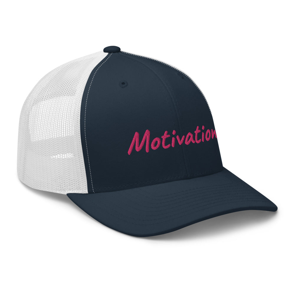 Motivation In Star Rose Quartz Embroidery on Retro Trucker Hat