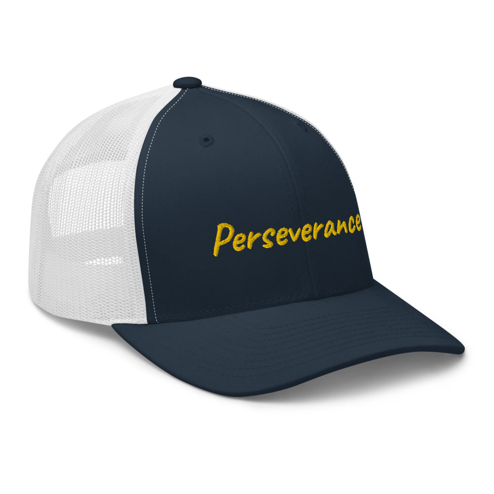 Perseverance In Gold Embroidery on Retro Trucker Hat