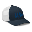 Win In Sapphire Embroidery on Retro Trucker Hat