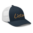 Listen In Copper Embroidery on Retro Trucker Hat