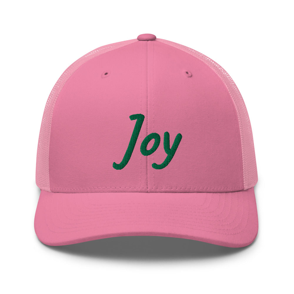 Joy In Emerald Embroidery on Retro Trucker Hat