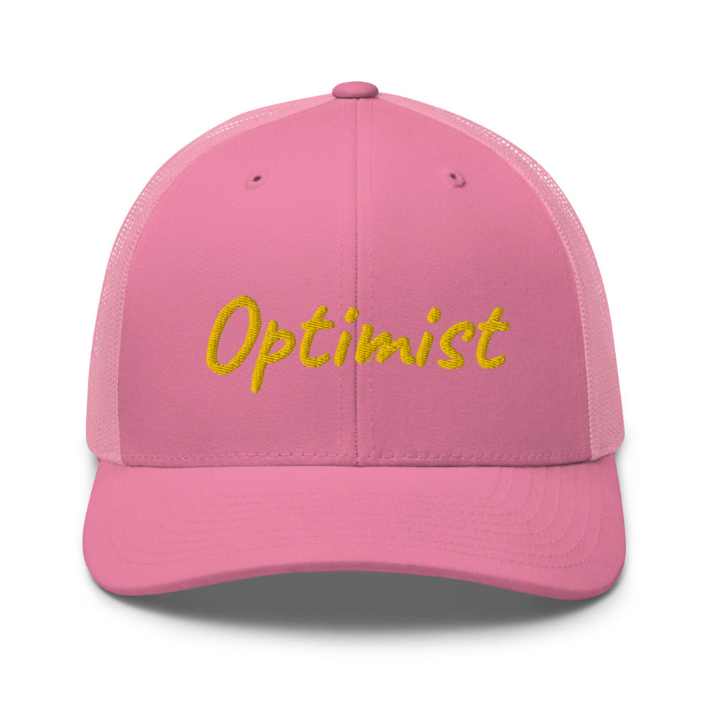 Optimist In Gold Embroidery on Retro Trucker Hat