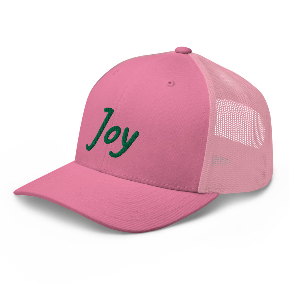 Joy In Emerald Embroidery on Retro Trucker Hat