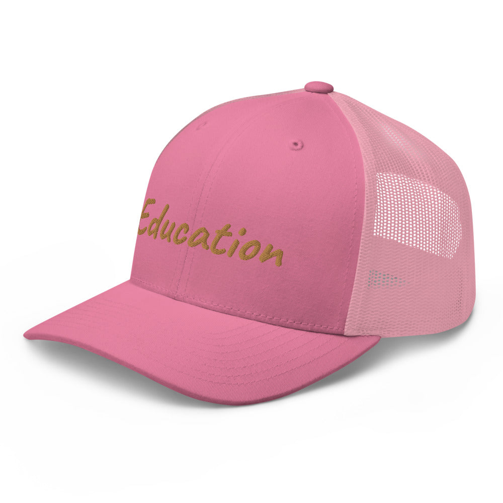 Education In Copper Embroidery on Retro Trucker Hat