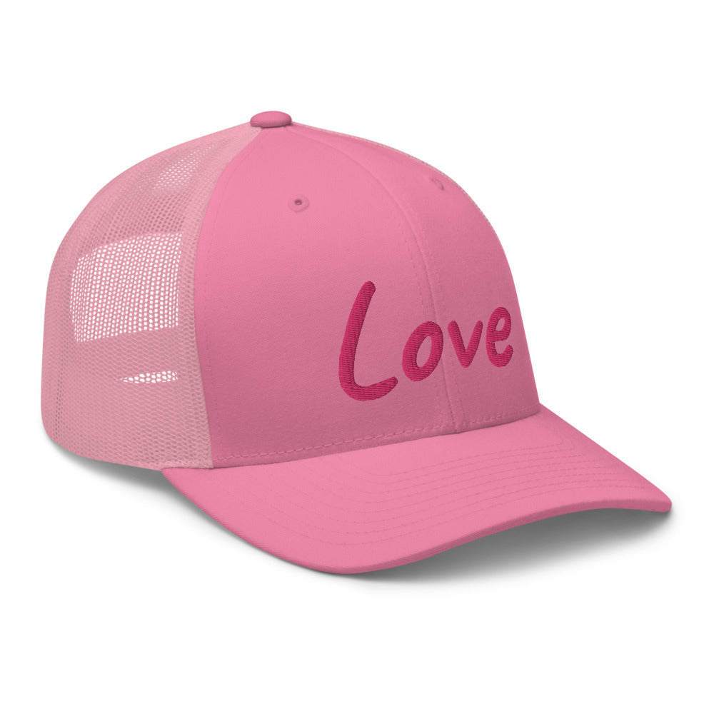 Love In Star Rose Quartz Embroidery on Retro Trucker Hat