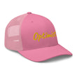 Optimist In Gold Embroidery on Retro Trucker Hat