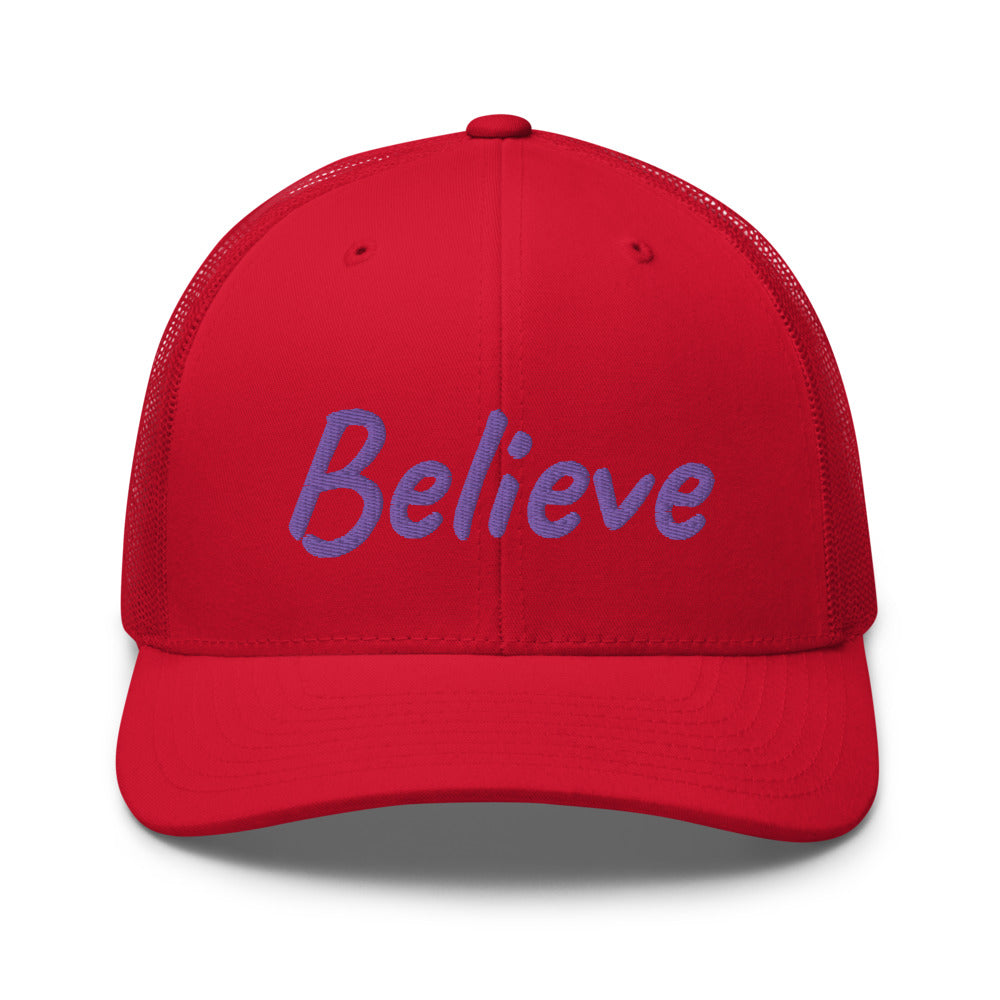 Believe In Amethyst Embroidery on Retro Trucker Hat