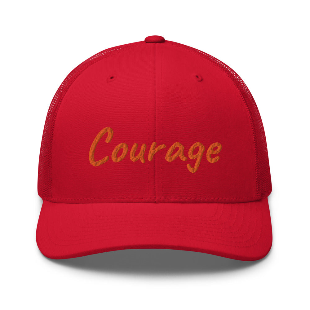 Courage In Amber Embroidery on Retro Trucker Hat