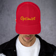 Optimist In Gold Embroidery on Retro Trucker Hat