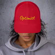 Optimist In Gold Embroidery on Retro Trucker Hat