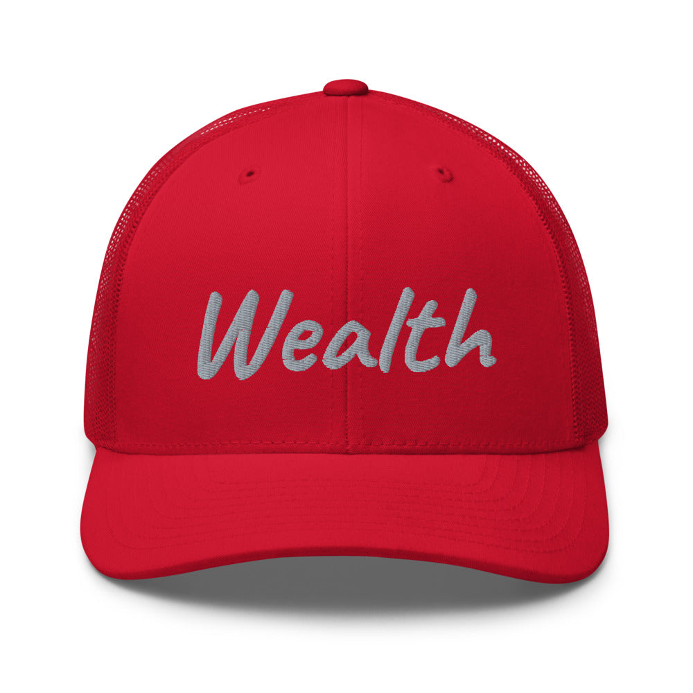 Wealth In Silver Embroidery on Retro Trucker Hat