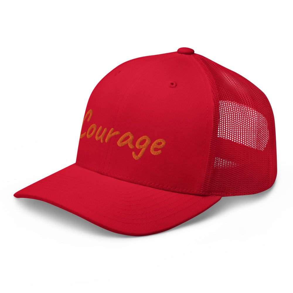 Courage In Amber Embroidery on Retro Trucker Hat