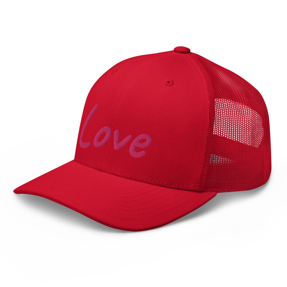 Love In Star Rose Quartz Embroidery on Retro Trucker Hat