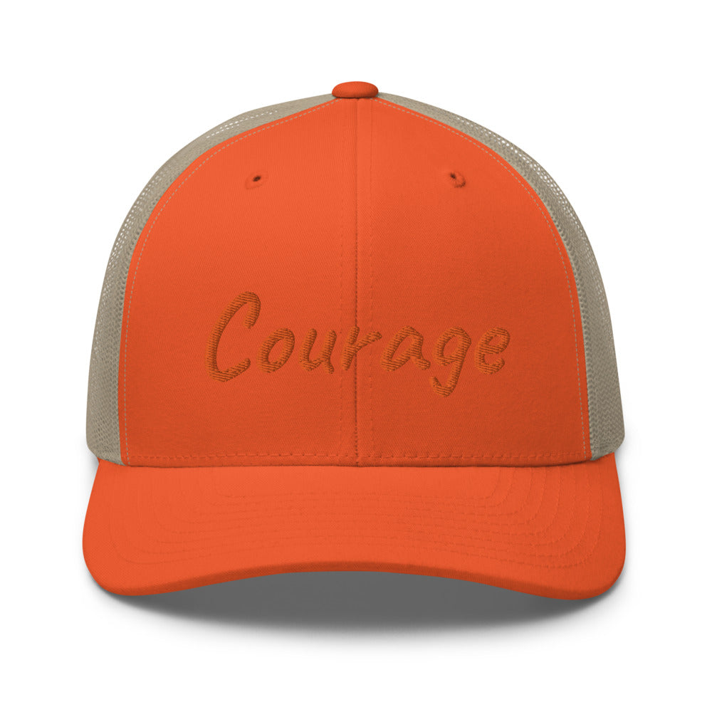 Courage In Amber Embroidery on Retro Trucker Hat