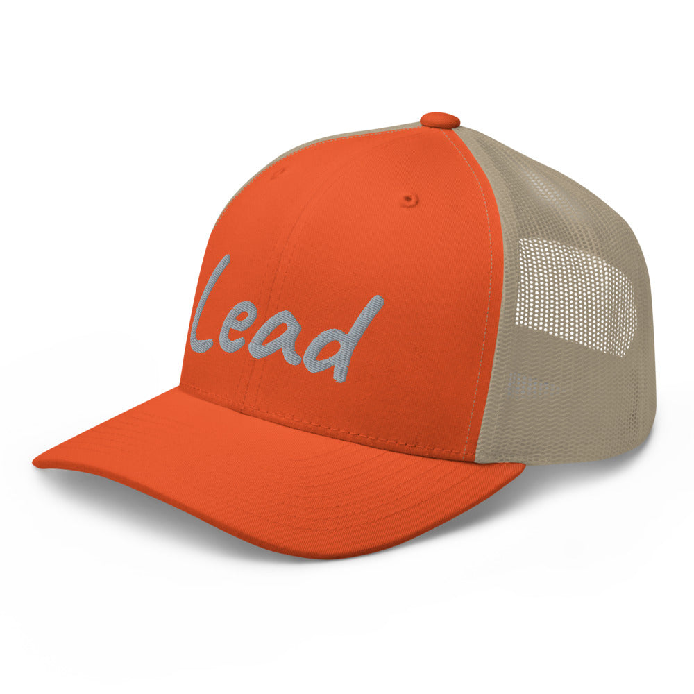 Lead In Silver Embroidery on Retro Trucker Hat