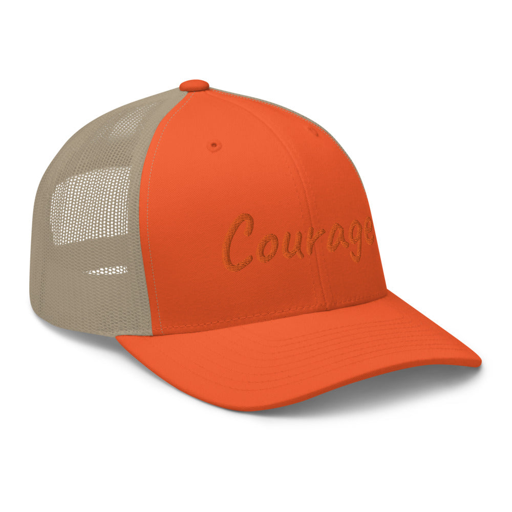 Courage In Amber Embroidery on Retro Trucker Hat