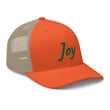 Joy In Emerald Embroidery on Retro Trucker Hat