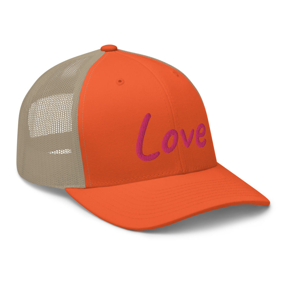 Love In Star Rose Quartz Embroidery on Retro Trucker Hat