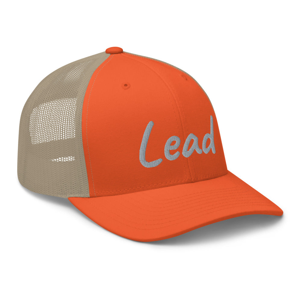 Lead In Silver Embroidery on Retro Trucker Hat