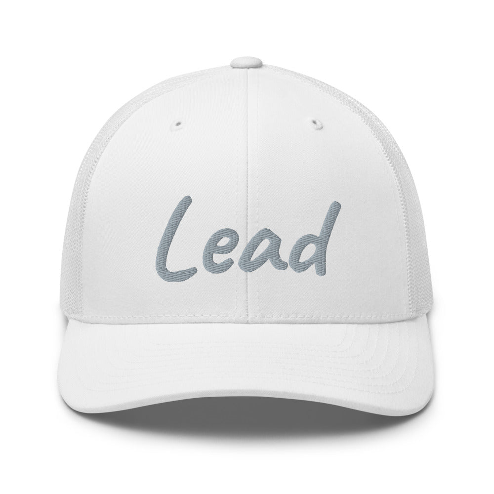 Lead In Silver Embroidery on Retro Trucker Hat