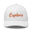 Explore In Amber Embroidery on Retro Trucker Hat