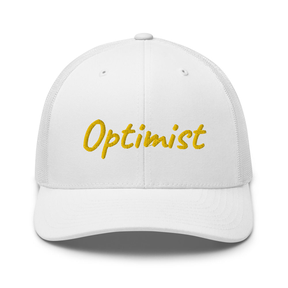 Optimist In Gold Embroidery on Retro Trucker Hat