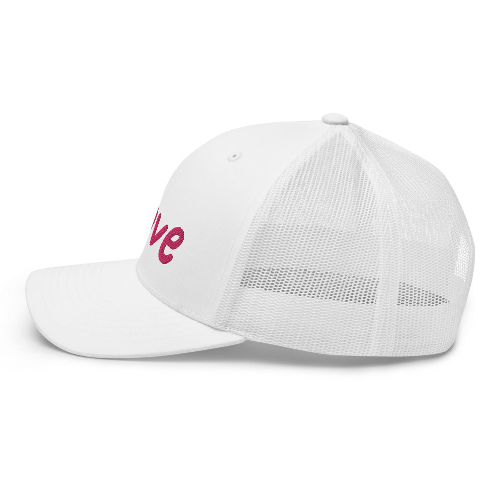 Love In Star Rose Quartz Embroidery on Retro Trucker Hat