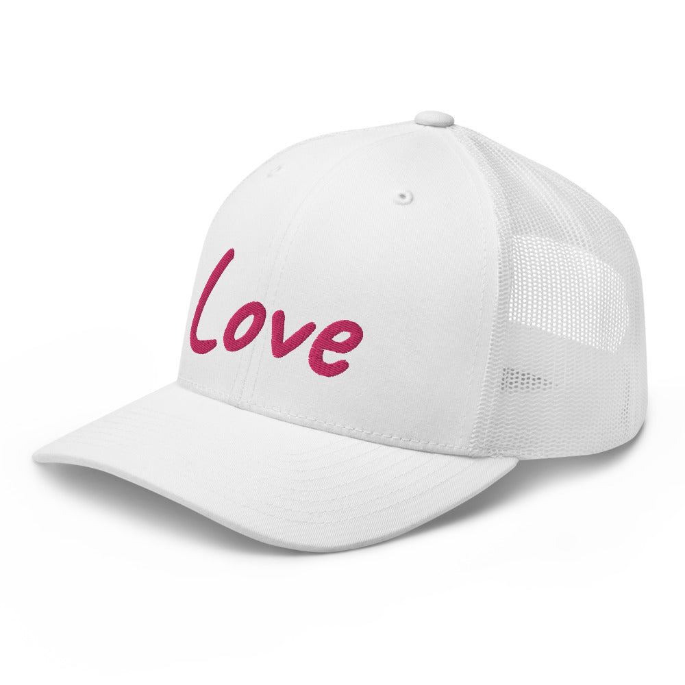 Love In Star Rose Quartz Embroidery on Retro Trucker Hat