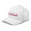 Gratitude In Star Rose Quartz Embroidery on Retro Trucker Hat