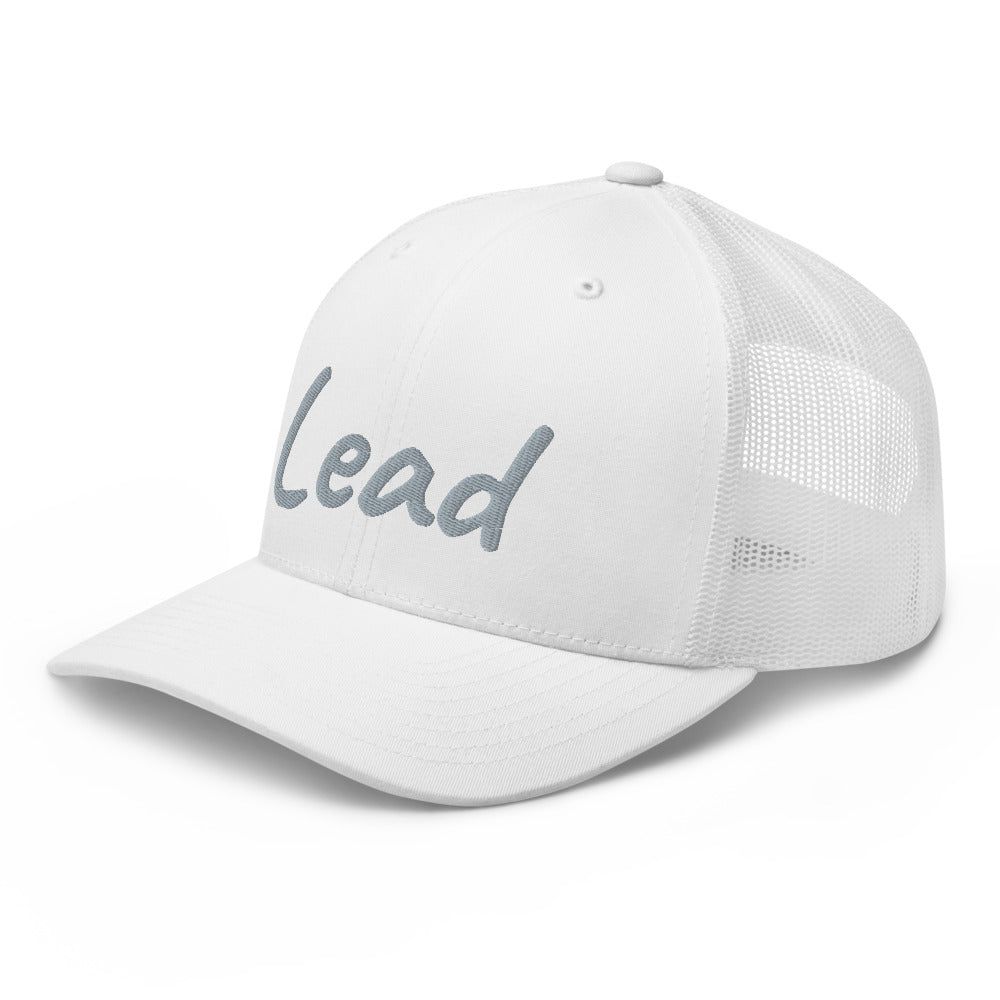 Lead In Silver Embroidery on Retro Trucker Hat