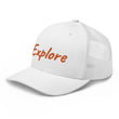 Explore In Amber Embroidery on Retro Trucker Hat