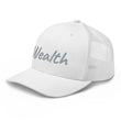 Wealth In Silver Embroidery on Retro Trucker Hat