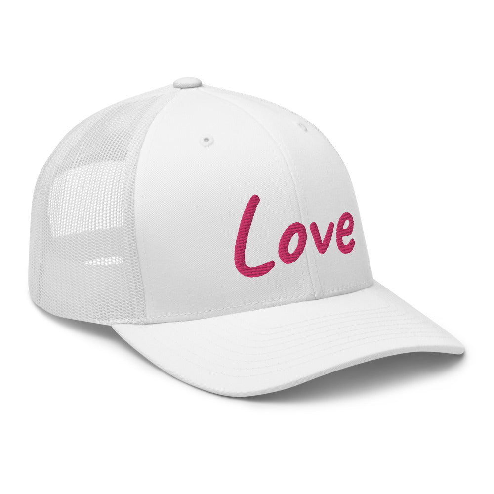 Love In Star Rose Quartz Embroidery on Retro Trucker Hat