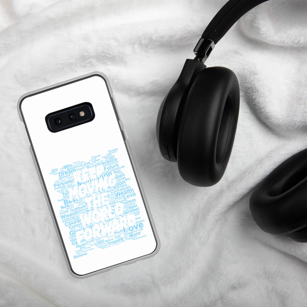 Word Clouds To Keep Moving The World Forward Through Blue Word Sky on Samsung Phone Case