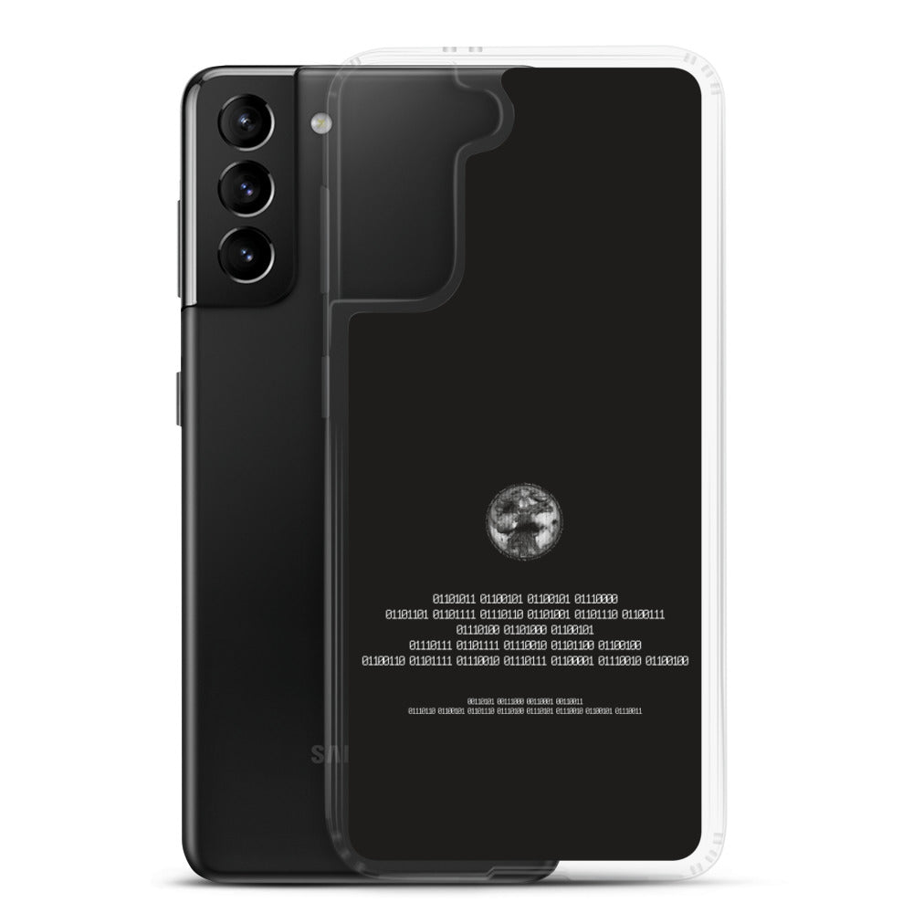 Binary Instructions To Keep Moving The World Forward With Vitruvian Earth In White on Samsung Phone Case