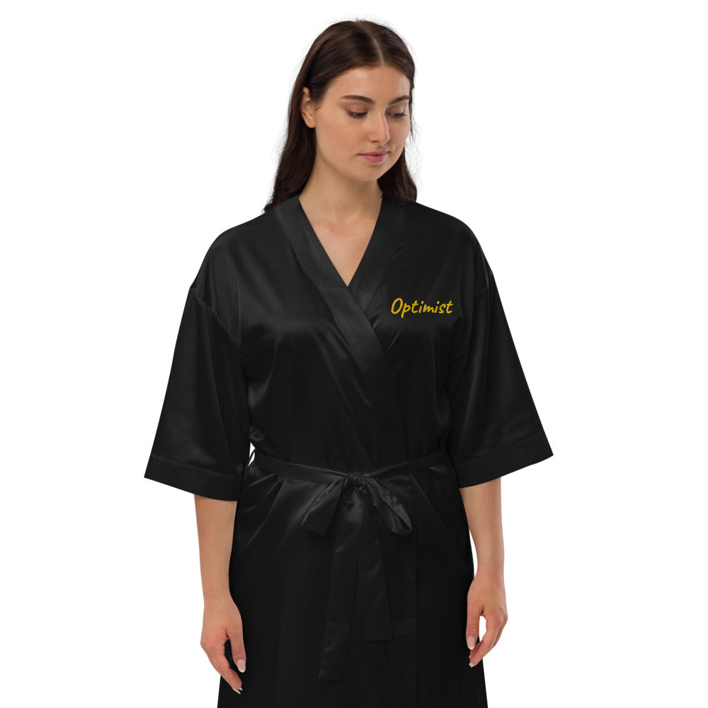 Optimist In Gold Embroidery on Satin Robe