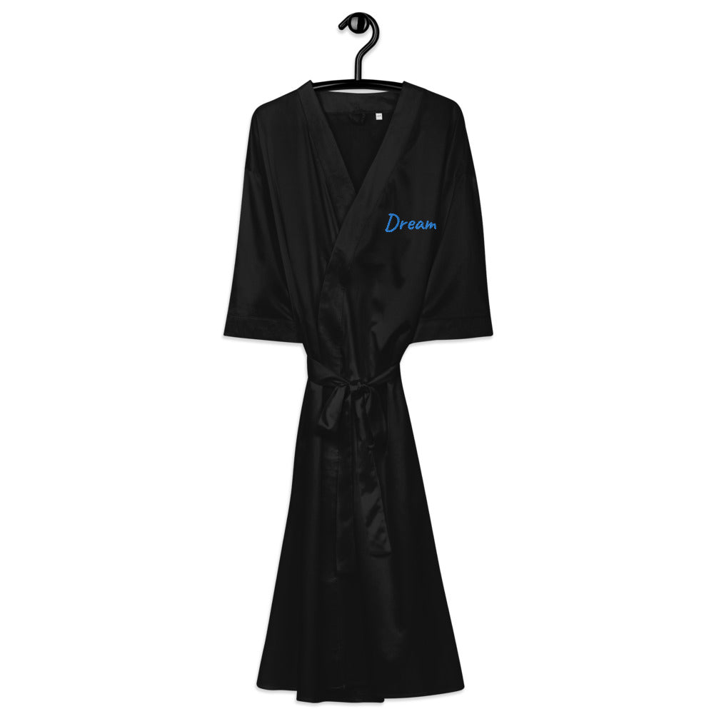 Dream In Sapphire Embroidery on Satin Robe