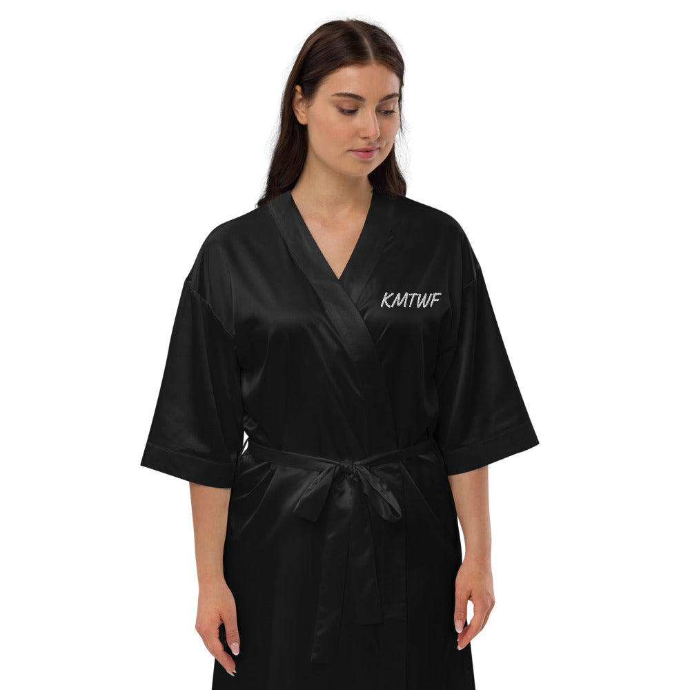 KMTWF In Pearl Embroidery on Satin Robe