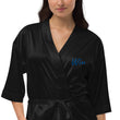 Win In Sapphire Embroidery on Satin Robe