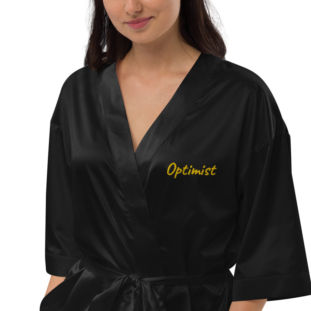 Optimist In Gold Embroidery on Satin Robe