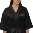 Listen In Copper Embroidery on Satin Robe