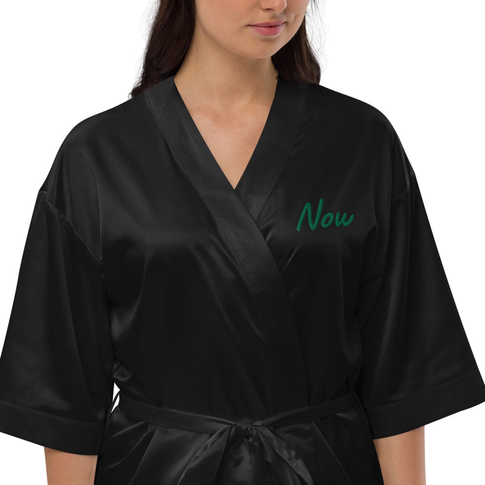 Now In Emerald Embroidery on Satin Robe