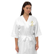 Keep Moving The World Forward In Gold Embroidery on Satin Robe