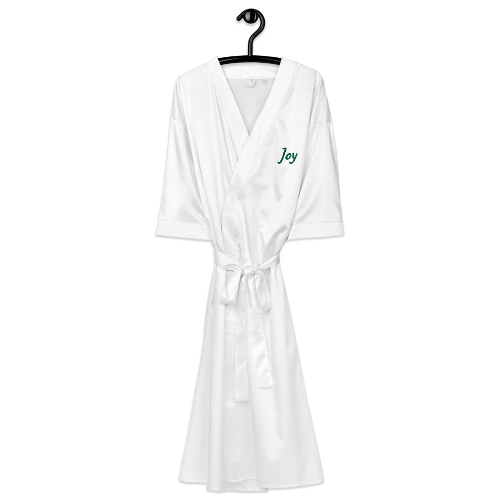 Joy In Emerald Embroidery on Satin Robe