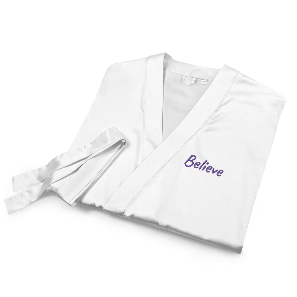 Believe In Amethyst Embroidery on Satin Robe