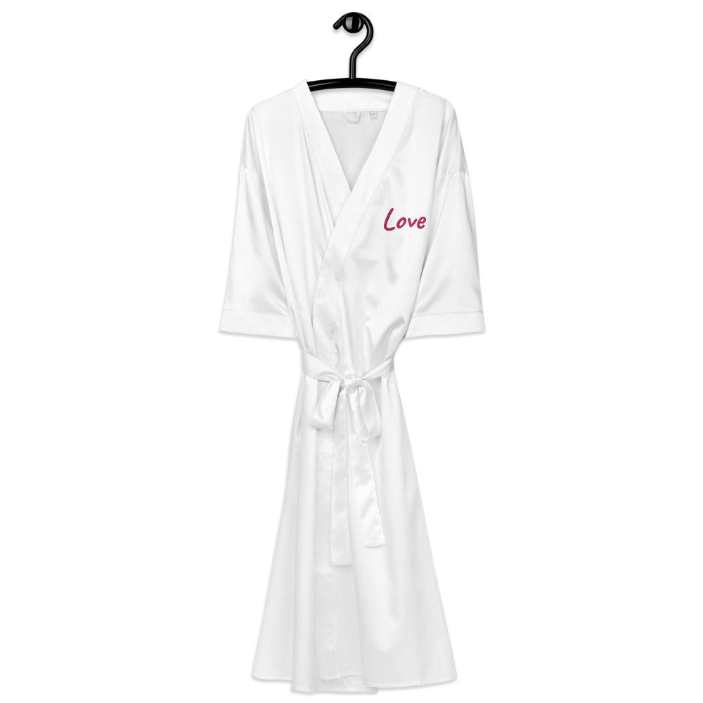 Love In Star Rose Quartz Embroidery on Satin Robe