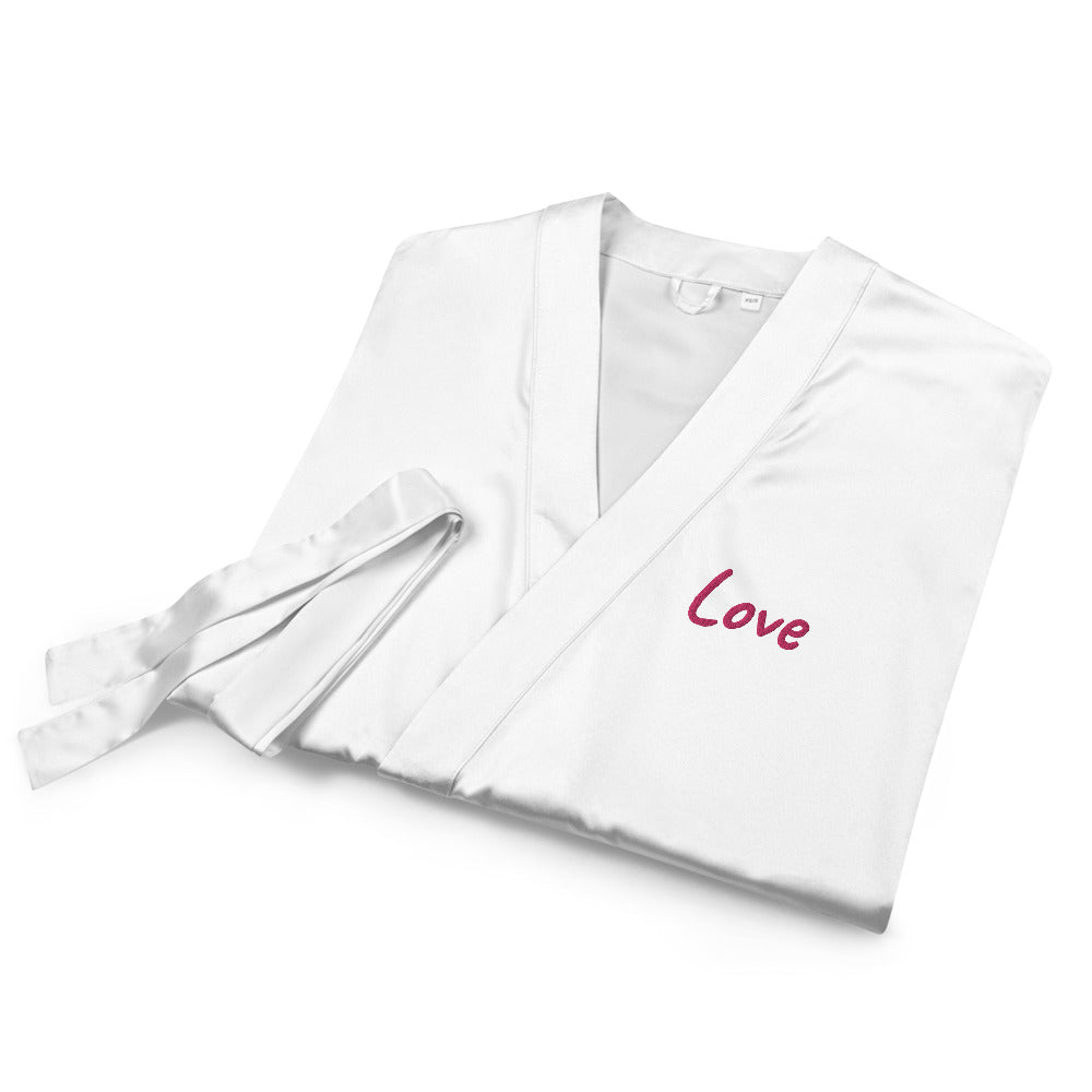 Love In Star Rose Quartz Embroidery on Satin Robe