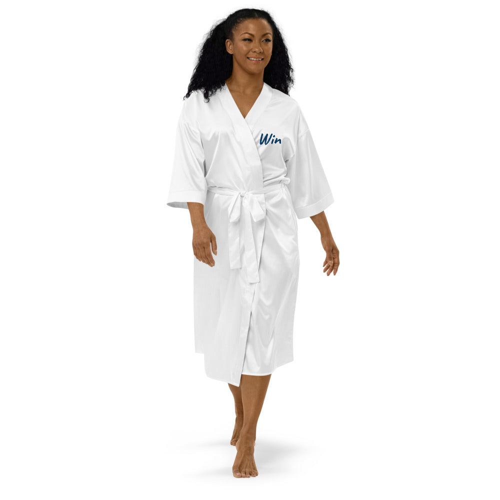 Win In Sapphire Embroidery on Satin Robe