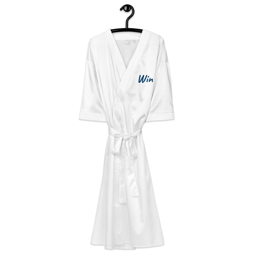 Win In Sapphire Embroidery on Satin Robe