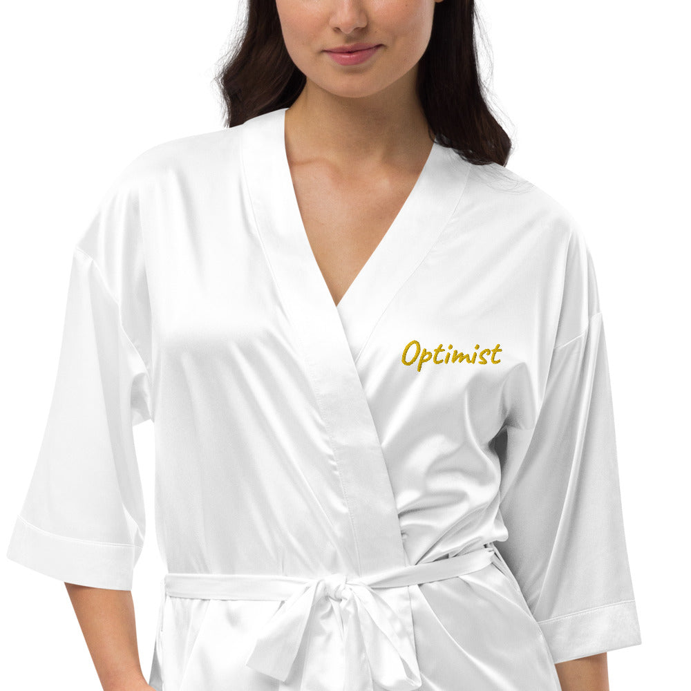 Optimist In Gold Embroidery on Satin Robe